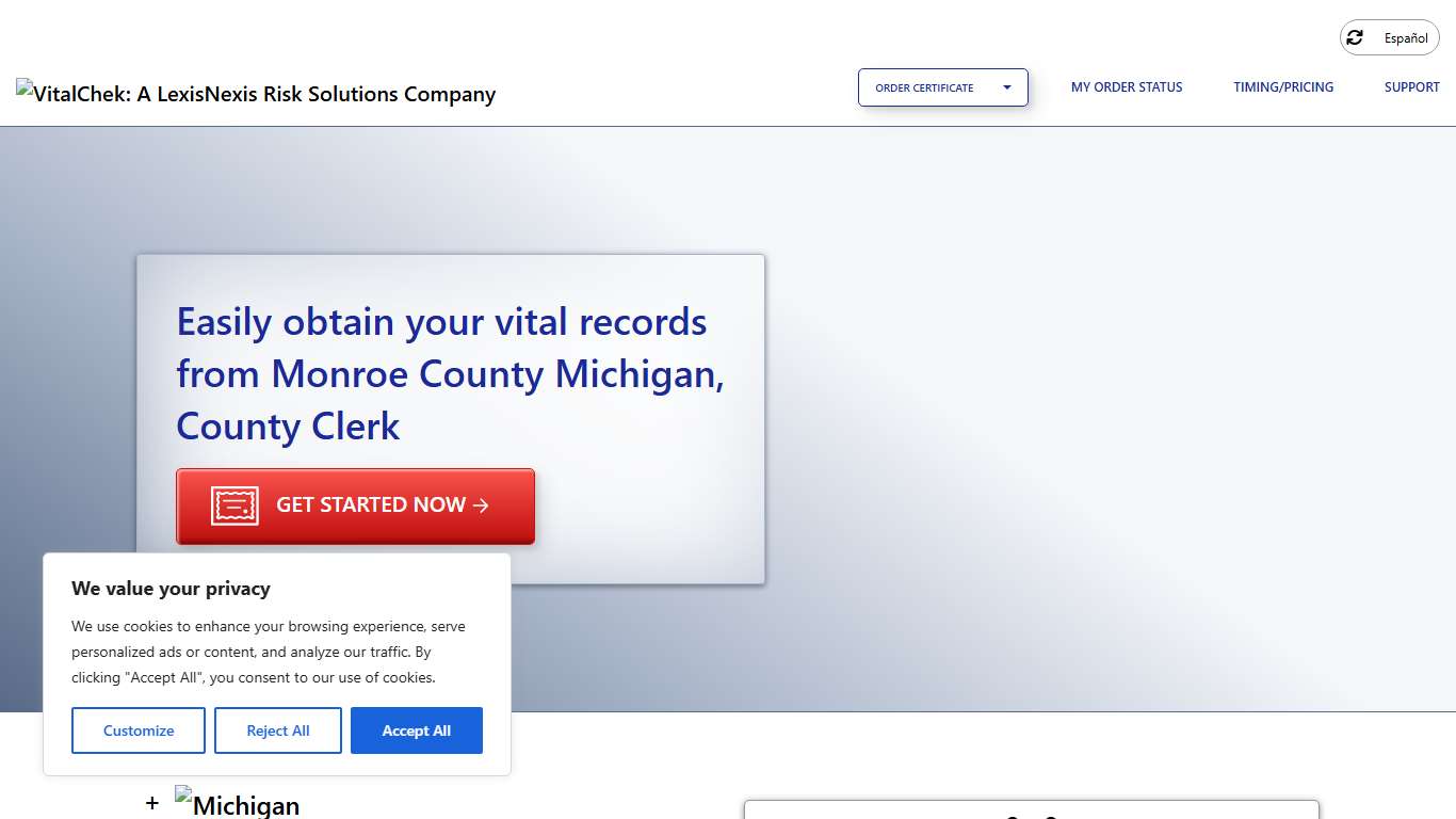 Monroe County Michigan, County Clerk (MI) Order Certificates - VitalChek